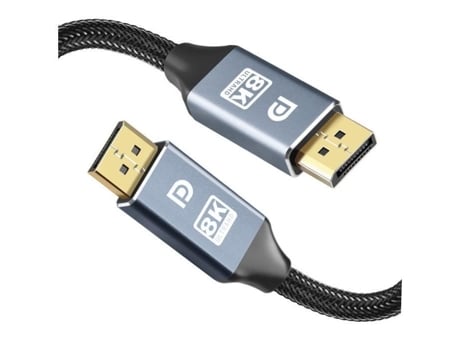 Cabo Displayport 1.4 2m Dp1.4 8k 60hz 4k 144hz 165hz Hdr Coton Trançado Para Monitor De Jogo, Placa Gráfica, Pc, Laptop, Tv