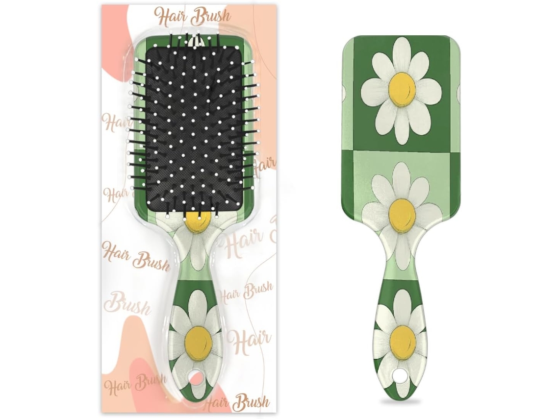 Escova Desembaraçadora Para Cabelos Molhados E Secos, Com Design De Flor Margarida, Pente Com Almofada De Ar Para