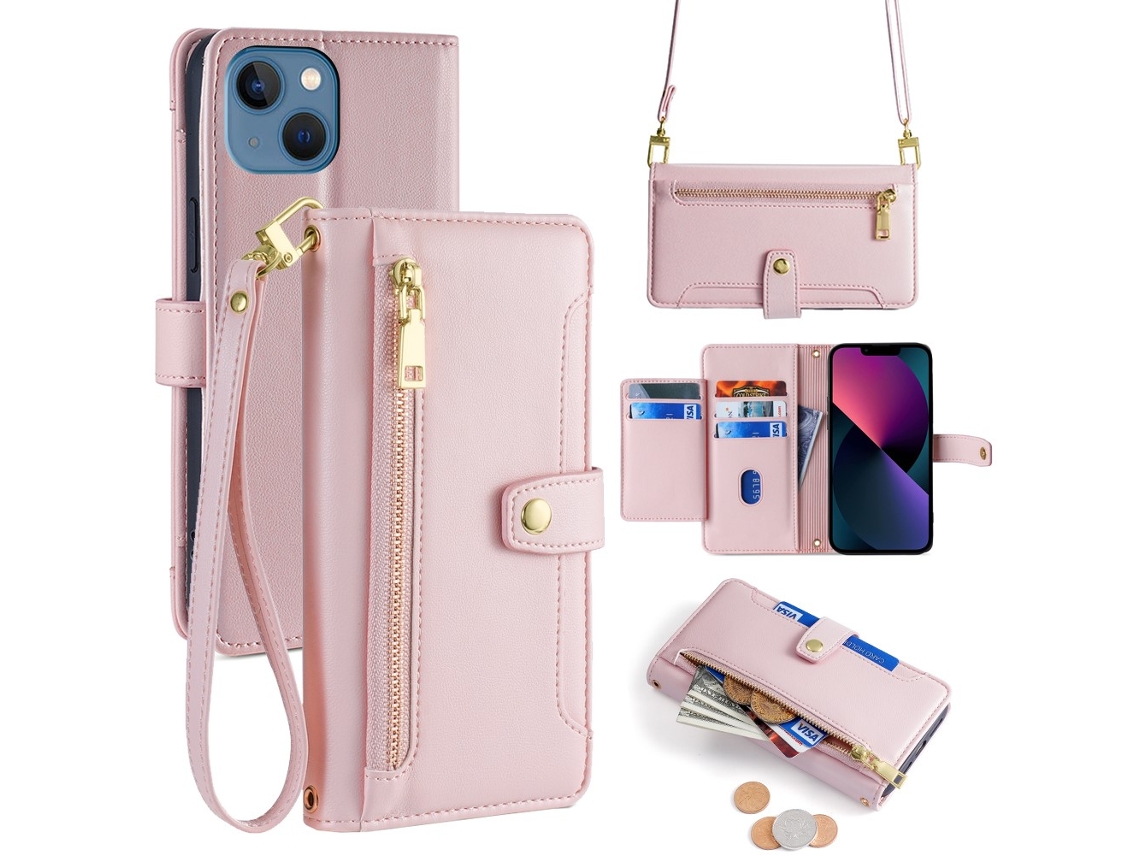 Capa Quedas Inch Para Iphone 13 Pele Sintética Rosa
