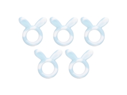 Mali 5pcs Anéis de Dentição Bebê Coelho Silicone Macio Pulseira Brinquedo de Dentição Branco Azul