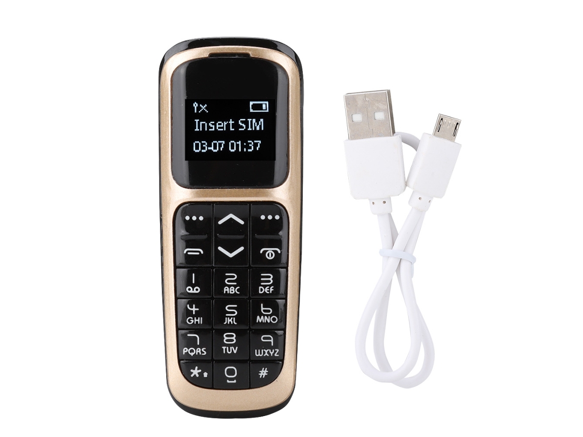 Mini Telefone Móvel Sem Fio Bluetooth V2 Com Tela 0.66 Polegadas E Função De Chamada