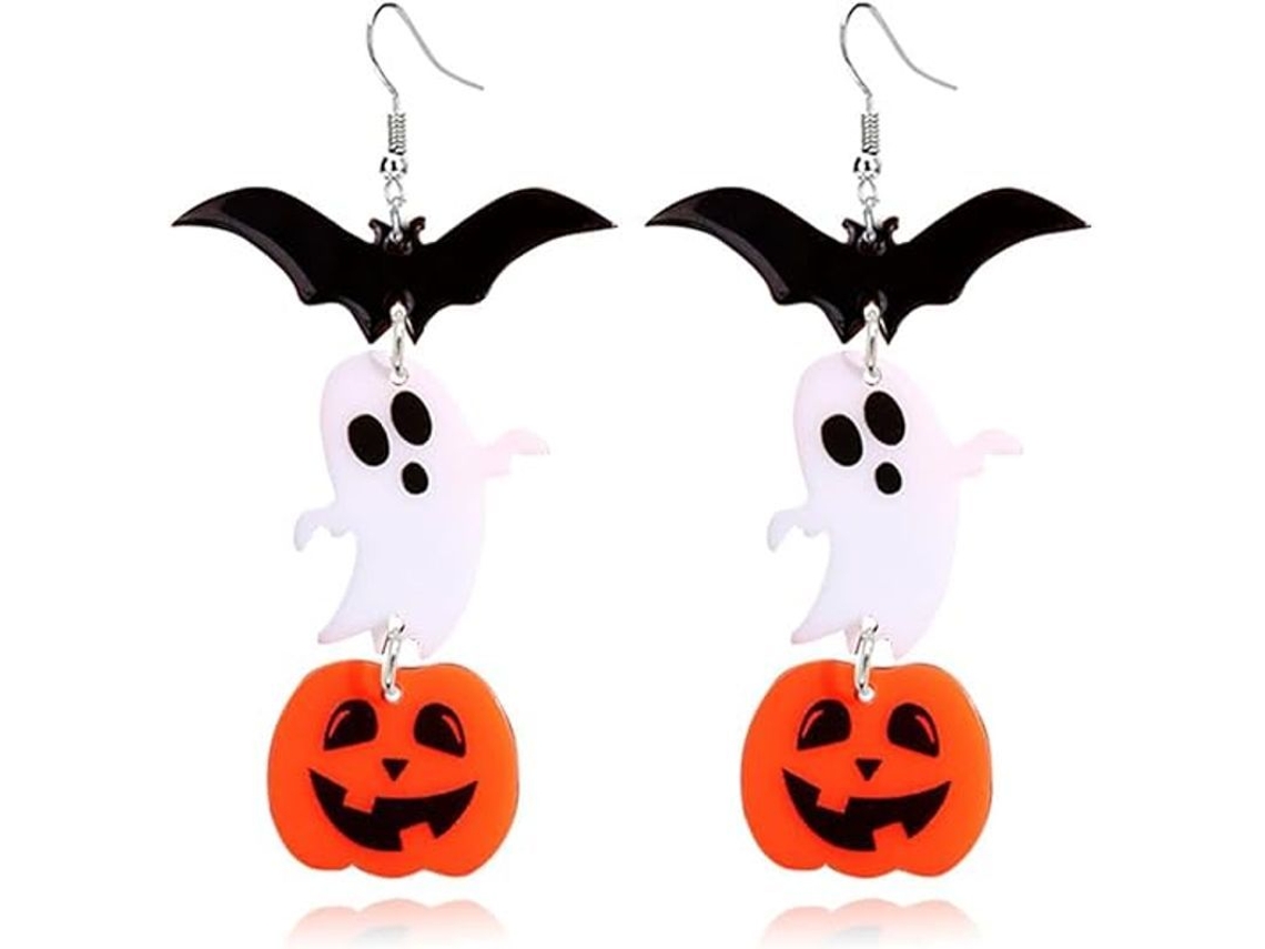 Brincos de Halloween com Fantasma, Abóbora e Gato em Acrílico Nova Line