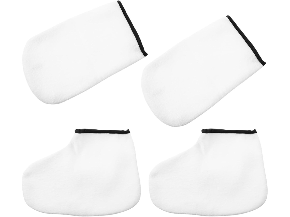 Luvas E Parafina Meias Para Banho, Conjunto De 2 Pares Em Malha Têxtil.