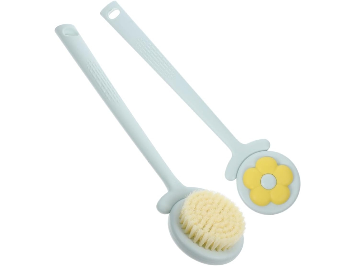 Conjunto De 2 Escovas Banho Esfoliantes Com Cabo Longo E Cerdas Macias Vicasky Para As Costas, Adequadas Para Homens E