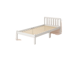 Cama De Madeira, Design Moderno, Montagem Fácil, Branco, 198x96x70 Cm