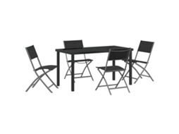 Conjunto 5 Conjunto De Jantar Para Jardim Vidaxl Preto Textilene (140 X 70 X 73 Cm)