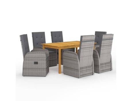 7 Pcs Conjunto De Jantar De Jardim Cinza Haochrymec