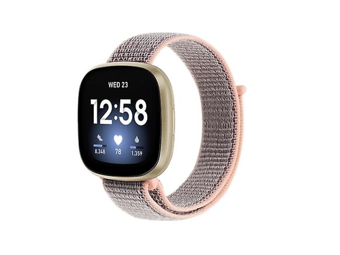 Pulseira De Relógio Lurelia Para Fitbit Versa 3 Nylon Loop Rosa Areia