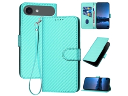 Capa De Couro Para Iphone 17 Air - Fivela Em Fibra De Carbono - Com Cordão