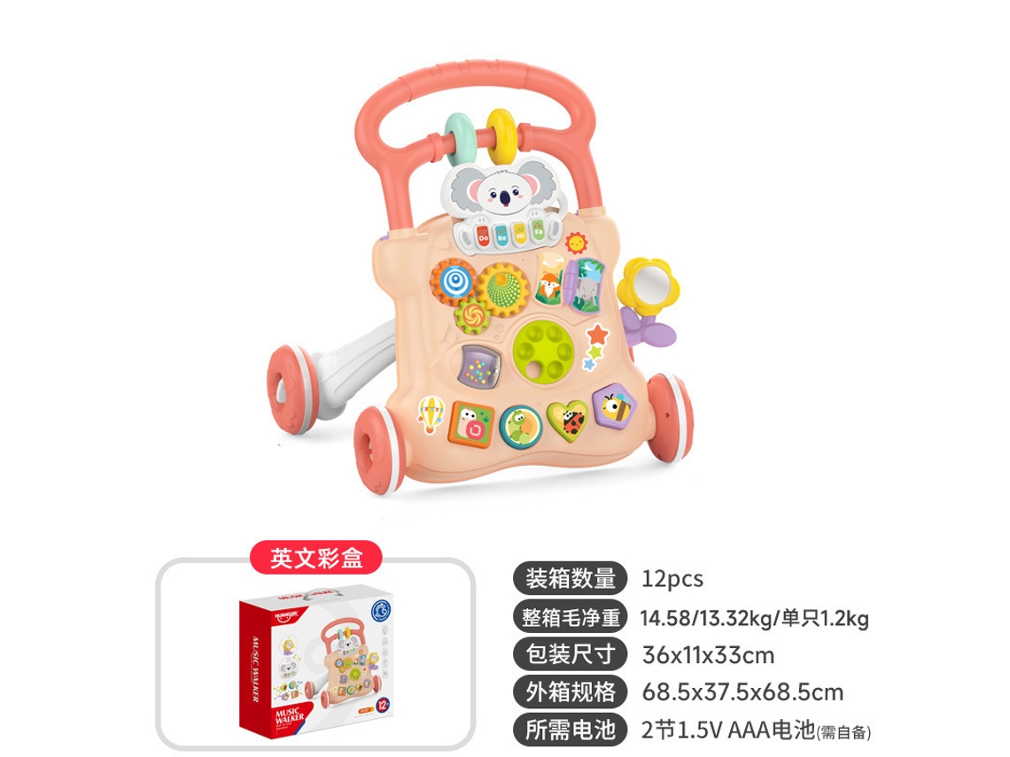 Andador de Brinquedo para Bebês de 6 a 18 Meses: Carrinho Anti tombamento, Musicalnovo Estilo / Coala / Rosa CHENNNLS