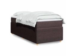 Vidaxl Cama Com Molas/colchão 80x200 Cm Tecido Castanho-escuro