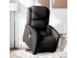 Vidaxl Poltrona De Massagens Reclinável Elevatória Tecido Preto