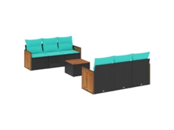 Conjunto de Sofá de Jardim, 7 Peças, Almofadas, Rattan Preto MAISON EXCLUSIVE
