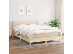 Vidaxl Cama Com Molas/colchão 140x190 Cm Tecido Cor Creme