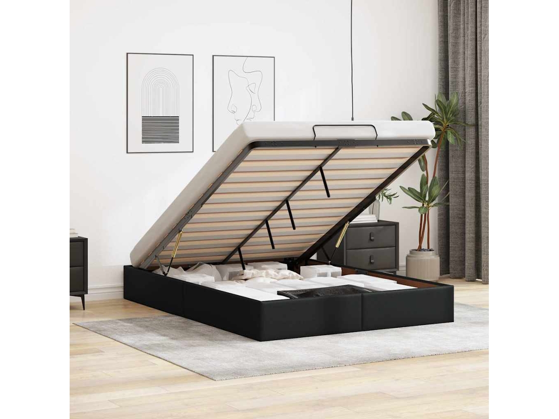 Vidaxl Estrutura De Cama Otomana Sem Colchão 140x190 Cm Preta