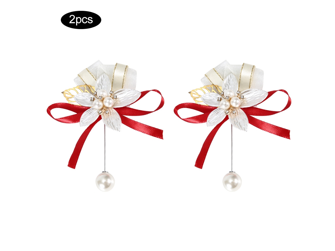 Buquê Simulado Para Noiva E Noivo, Flor Artificial Para O Peito, Decoração E Acessórios De Casamento, 2 Buquês Sem Fita Com Nome