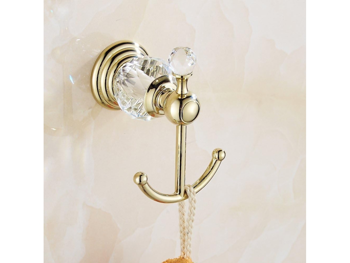 Conjunto De Acessórios Para Banheiro Lslytq Com Acabamento Dourado Polido, Suporte Para Toalhas Em Latão E Cristal