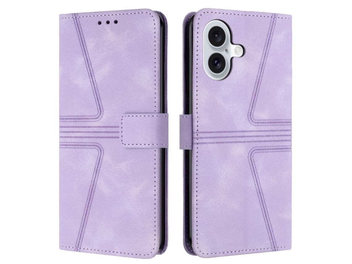 Capa De Couro Para Iphone 16 Plus - Triangular - Cor Sólida