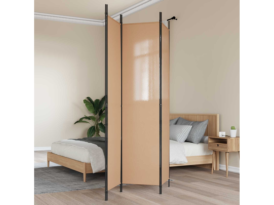 Vidaxl Divisória De 3 Painéis Bege 150 X 220 Cm Tecido