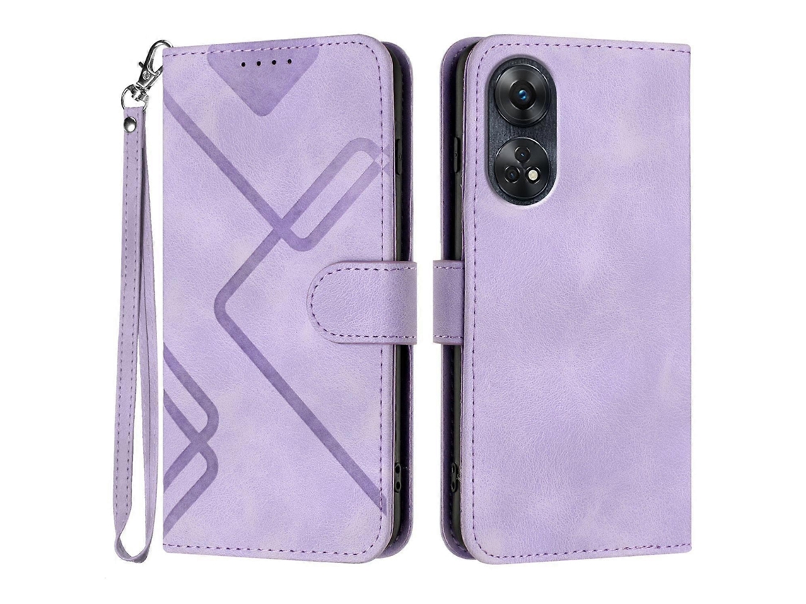 Capa De Celular De Couro Com Padrão De Linha E Toque De Pele