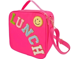 Lancheira térmica com alça ajustável, bolsa grande de nylon para almoço, lancheira térmica reutilizável com carinha sorridente, B Aquaforge