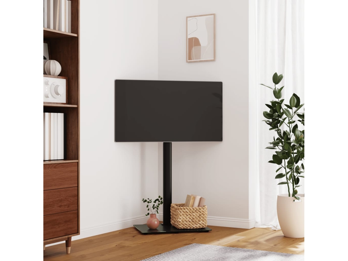 Vidaxl Suporte De Canto Para Tv 32-65 Polegadas C/ 1 Prateleira Preto