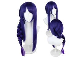 Peruca roxa 2026 de 90 cm com trança e touca para cosplay, fibra resistente a altas temperaturas com rede para cabelo.