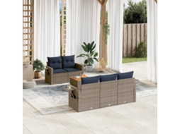 Vidaxl Conjunto De Sofá De Jardim Com 6 Peças E Almofadas Em Rattan Sintético Cinza
