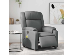 Vidaxl Poltrona Massagens Reclinável Elétrica Couro Artif. Cinzento