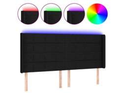 Cabeceira de Cama com Luzes Led Tecido Preto MAISON EXCLUSIVE (163x16x118 cm)