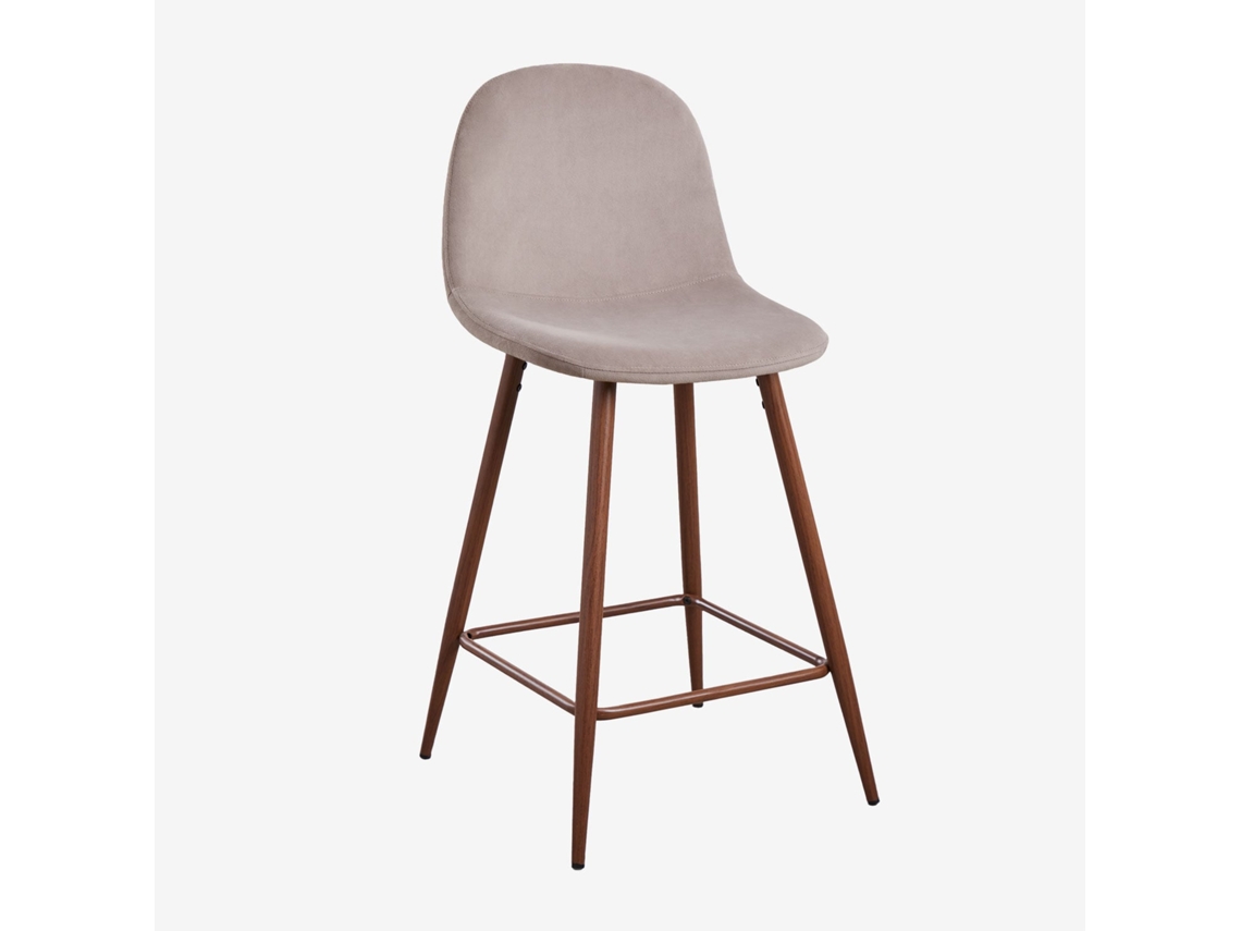 Pack De 2 Bancos Altos Em Veludo SKLUM Glamm Poliéster Madeira Escura↑65 Cmtoupeira