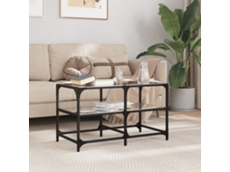 Vidaxl Mesa De Centro Com Topo Em Vidro Preto 78,5x40x45 Cm Aço