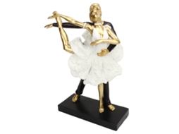 Estátua de casal dançando, balé, dourada, resina, decorativa, 27,5cm | S/MARCA
