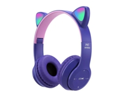 Fones De Ouvido Sem Fio Supra Auriculares Estéreo Com Led Luminoso E Microfone Embutido, Na Cor Roxa, Da Marca Yemaesre. Brilvibera