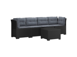 Vidaxl Sofá De Jardim 4 Lugares Com Almofadas Look Rattan Pp Antracite