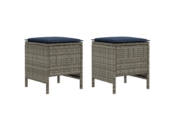 Maison Exclusive - 2 Unid. Pufe De Jardim Rattan De Pe Cinza E Azul Marinho