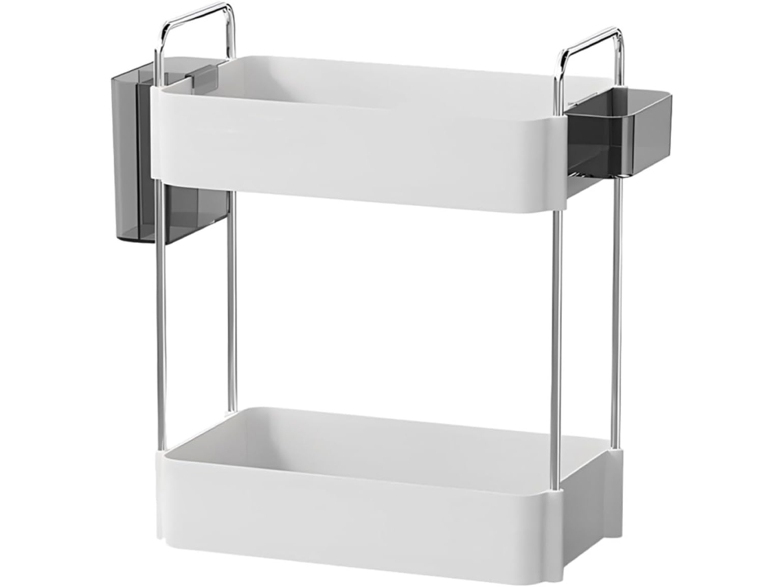 Organizador De Artigos Higiene Pessoal Mesa Camada Dupla Veemoon Com Abs E Aço Inoxidável, Suporte De Armazenamento Para