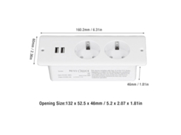 Laxiscreed Socket De Secretária Embutido Com 2 Portas Usb E Interface 10a Para Escritório