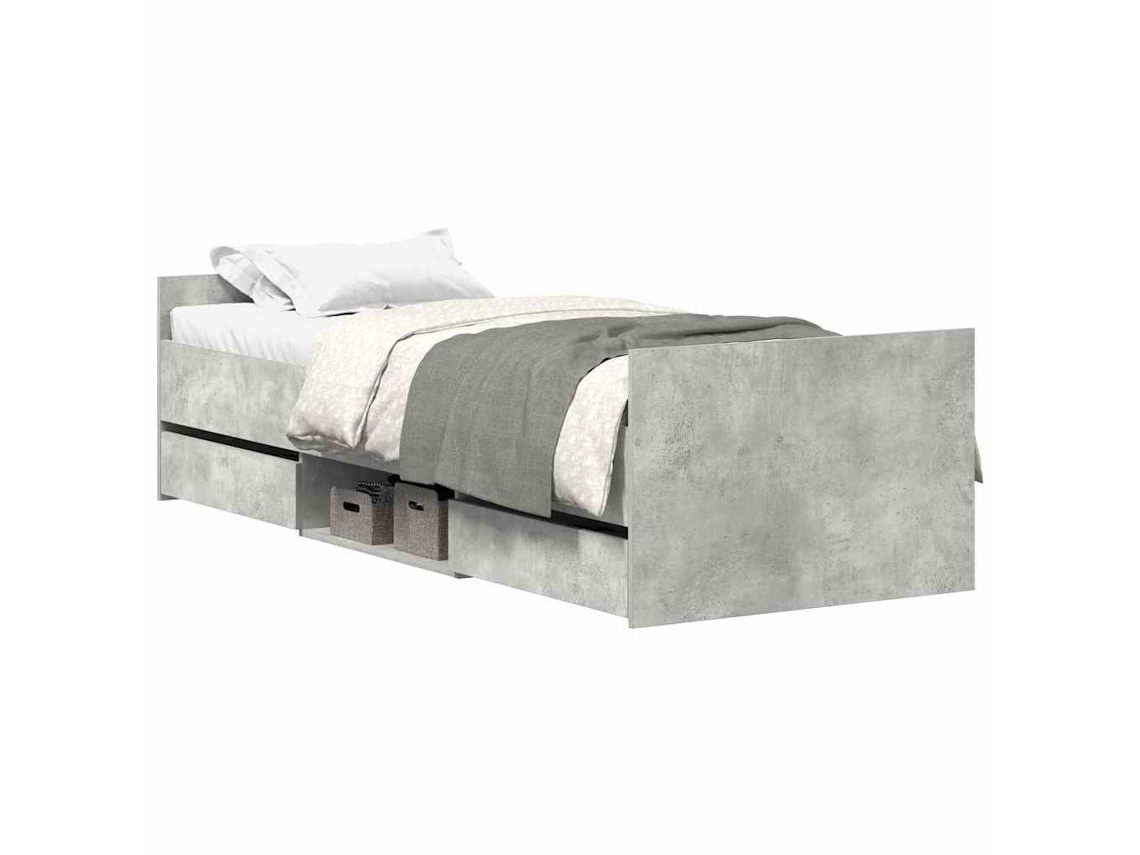 Estrutura de Cama com Painéis de Cabeceira e Pés Cinza Cimento MAISON EXCLUSIVE