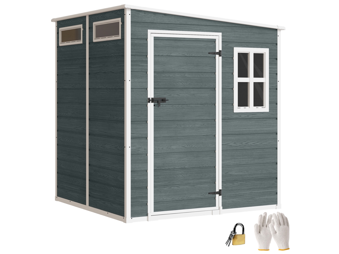 Galpão Jardim 2,89 M² S/MARCA (Aspeto Madeira, 3 Janelas, Luvas Ventilação, 182x182x196 Cm)