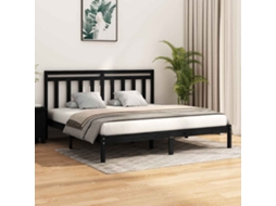 Vidaxl Estrutura De Cama 200x200 Cm Madeira Maciça Preto