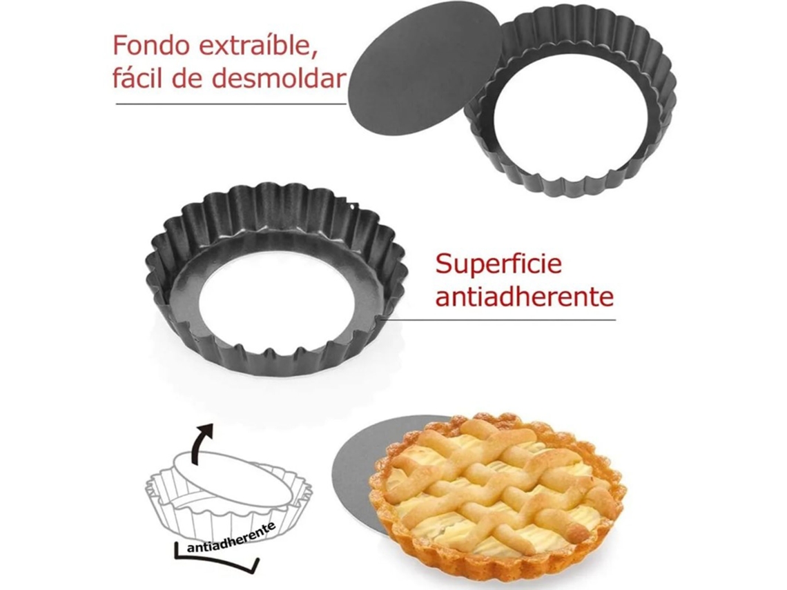 Forma Para Torta Antiaderente Com Fundo Removível (conjunto De 6, 3 Polegadas, Preta) + Eoocoo