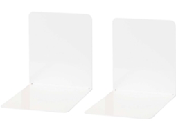 Suporte Para Livros Wedo 1021100 , 2 Peças, Branco Gokoco (feito De Metal, Versão Larga, 14 X 12 X 14 Cm)