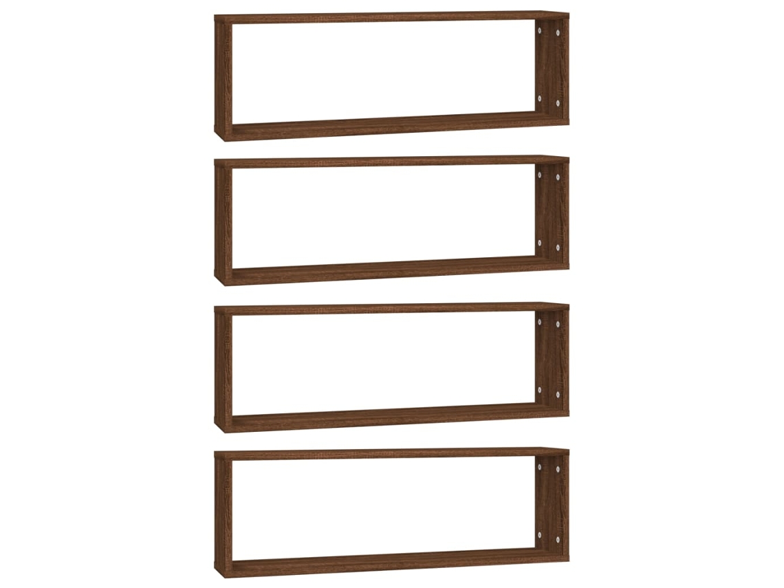 Conjunto de Prateleiras em Cubo 4 Peças Derivado da Madeira Carvalho Castanho MAISON EXCLUSIVE