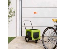 Vidaxl Reboque De Bicicleta P/ Animais Tecido Oxford/ferro Verde/preto
