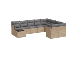 Maison Exclusive - 10 Pcs Conjunto De Sofás P/ Jardim Com Almofadões Vime Pe Bege