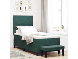 Vidaxl Cama Box Com Cabeceira Verde Escuro 190 X 90 Cm Veludo