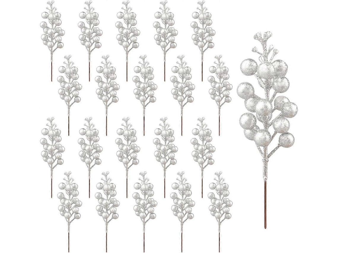 20 Peças De Decoração De Bagas, Galhos Artificiais De Azevinho, Hastes De Bagas Natalinas Para Decoração De Árvore De Natal, Época Aquaforge