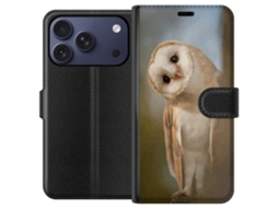 Capa Carteira Compatível Com Apple Iphone 17 Pro Com Estampa De Coruja Curiosa, Inspirada Na Natureza E Na Floresta.