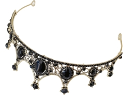 Tiara de casamento elegante em zinco prateado e liga com strass, acessórios de cabeça para banquetes.
